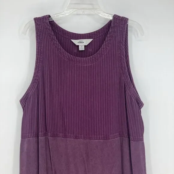 Vintage Amy K Su Tank Dress 1X Maxi Ribbed Pinafore Jumper Boho Travel - Picture 3 of 15